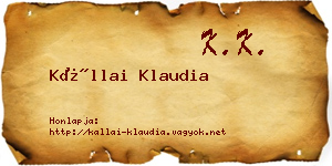 Kállai Klaudia névjegykártya